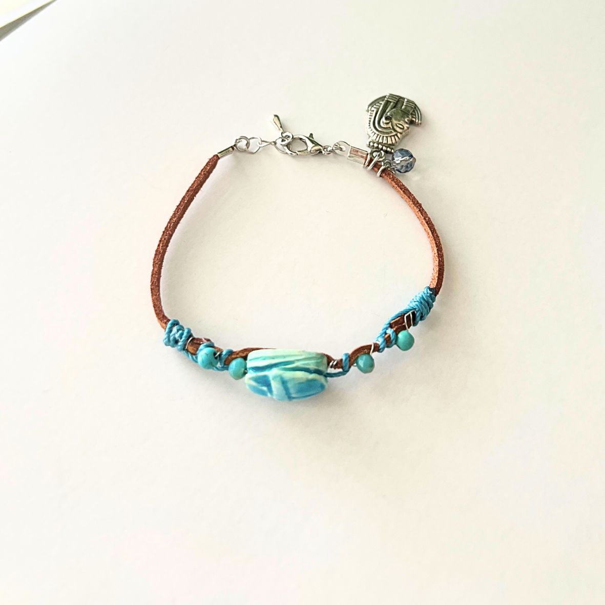 Scarab Beetle Suede Bracelet